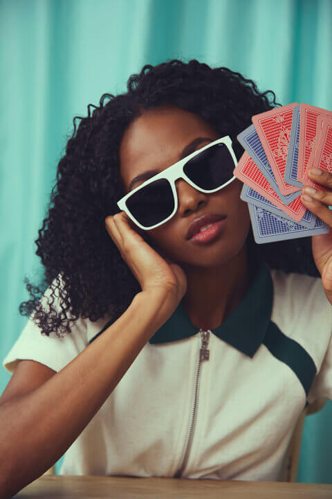 Lifestyle collection eyeglasses worn by 2 models man and women.